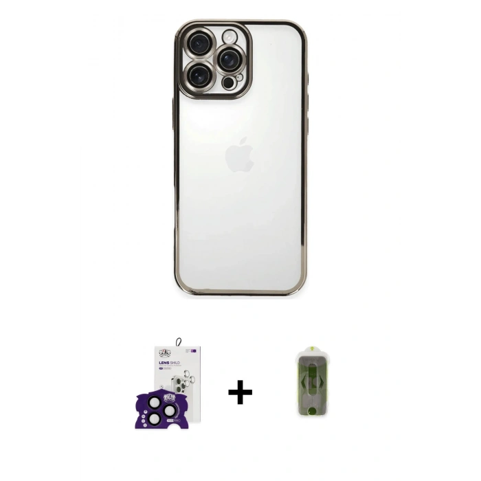 MARSİLYAN™- iPhone 16 Pro Max Kılıf Vadi Minimal - Siyah Joko Magic 5D Hayalet Cam + Bilvis Titan Kamera Lens - SH