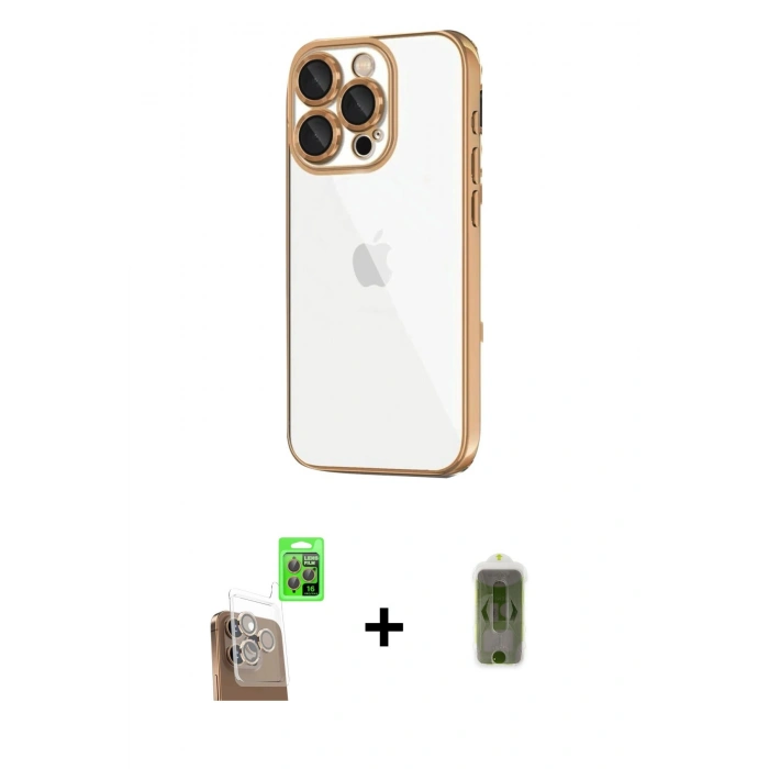 MARSİLYAN™- iPhone 16 Pro Max Kılıf Vadi Minimal - Siyah Joko Magic 5D Hayalet Cam + Raze Metal Kamera Lens - CLTM