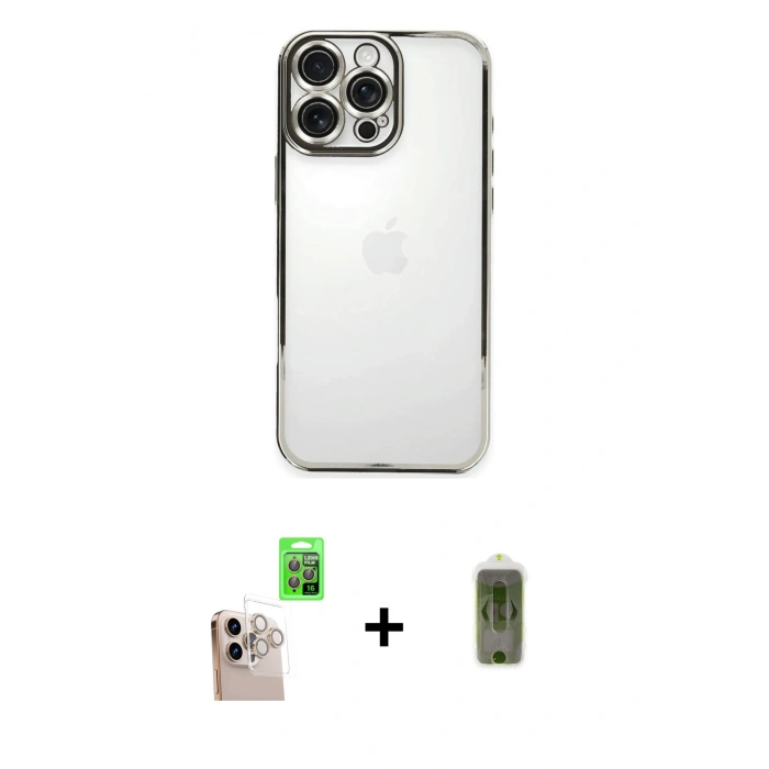 MARSİLYAN™- iPhone 16 Pro Max Kılıf Vadi Minimal - Siyah Joko Magic 5D Hayalet Cam + Raze Metal Kamera Lens - NLGY