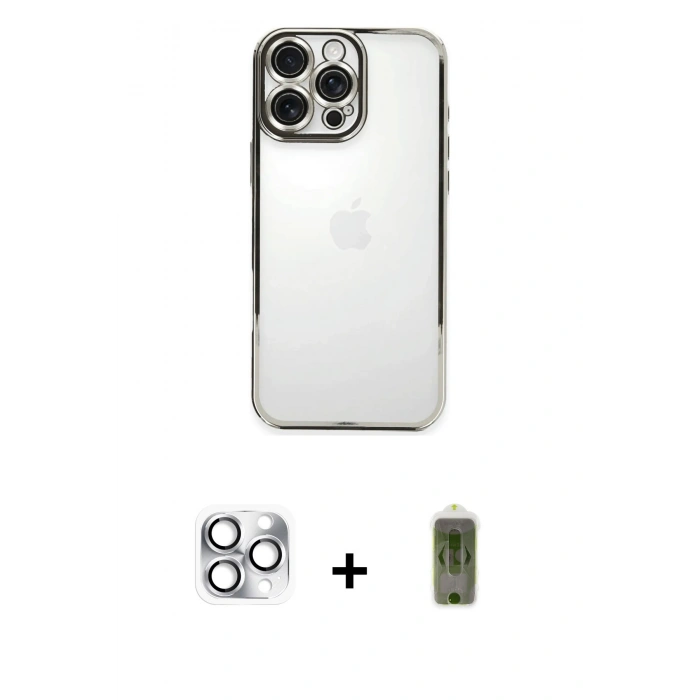 MARSİLYAN™- iPhone 16 Pro Max Kılıf Vadi Minimal - Siyah Joko Magic 5D Hayalet Cam + Pers Alüminyum Kamera Lens - GS