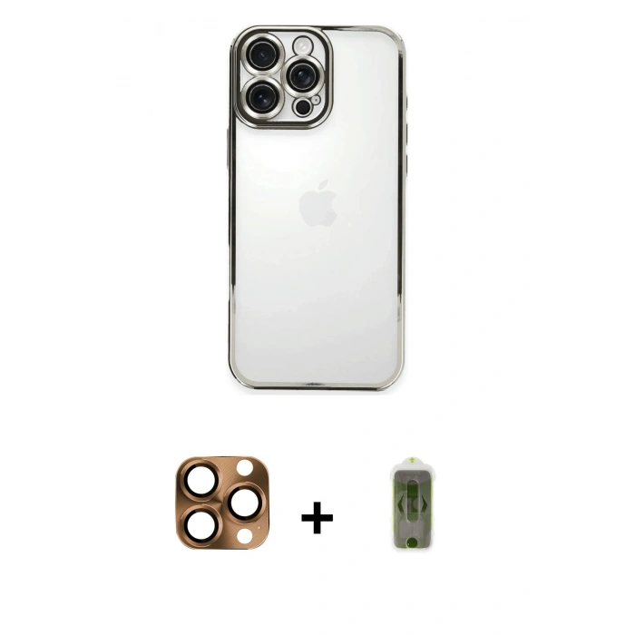 MARSİLYAN™- iPhone 16 Pro Max Kılıf Vadi Minimal - Siyah Joko Magic 5D Hayalet Cam + Pers Alüminyum Kamera Lens - CLTM