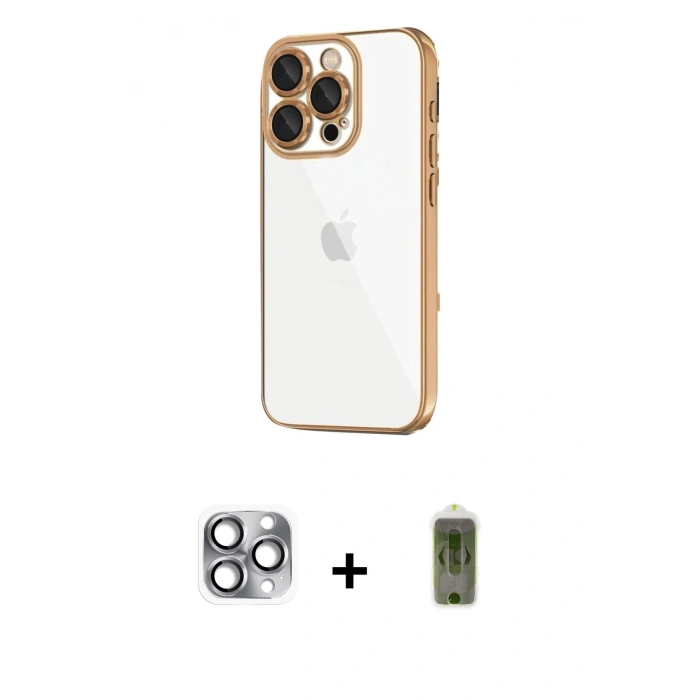 MARSİLYAN™- iPhone 16 Pro Max Kılıf Vadi Minimal - Siyah Joko Magic 5D Hayalet Cam + Pers Alüminyum Kamera Lens - GI