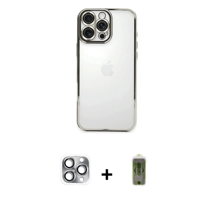 MARSİLYAN™- iPhone 16 Pro Max Kılıf Vadi Minimal - Siyah Joko Magic 5D Hayalet Cam + Pers Alüminyum Kamera Lens - GI