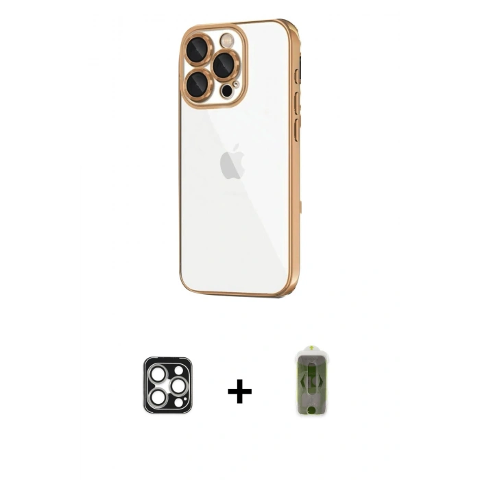 MARSİLYAN™- iPhone 16 Pro Max Kılıf Vadi Minimal - Siyah Joko Magic 5D Hayalet Cam + PVD Metal Kamera Lens - GS