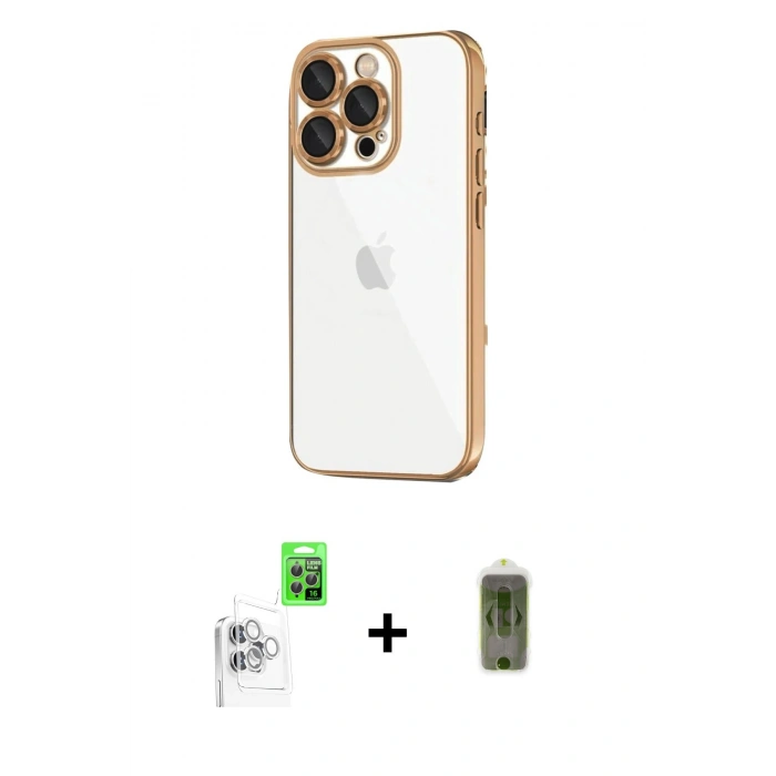 MARSİLYAN™- iPhone 16 Pro Max Kılıf Vadi Minimal - Siyah Joko Magic 5D Hayalet Cam + Raze Metal Kamera Lens - BZ