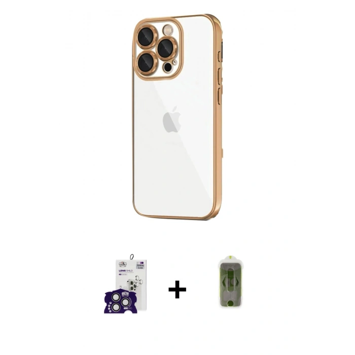 MARSİLYAN™- iPhone 16 Pro Max Kılıf Vadi Minimal - Siyah Joko Magic 5D Hayalet Cam + Bilvis Titan Kamera Lens - TMGI