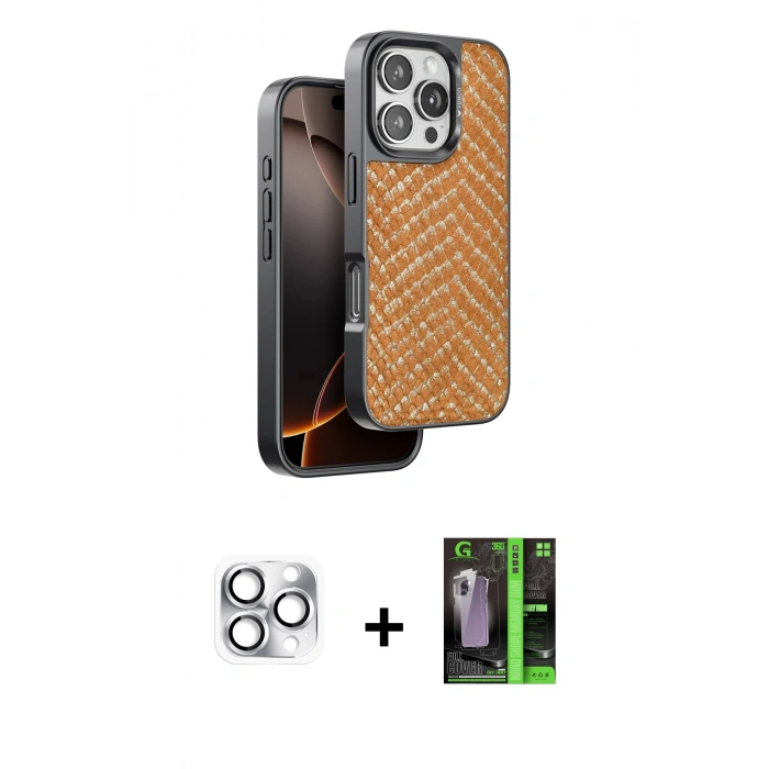 MARSİLYAN™- iPhone 16 Pro Max Kılıf Vadi Özel Seri - Şeffaf 360 Full Body Arka Koruyucu + Pers Alüminyum Kamera Lens - GS