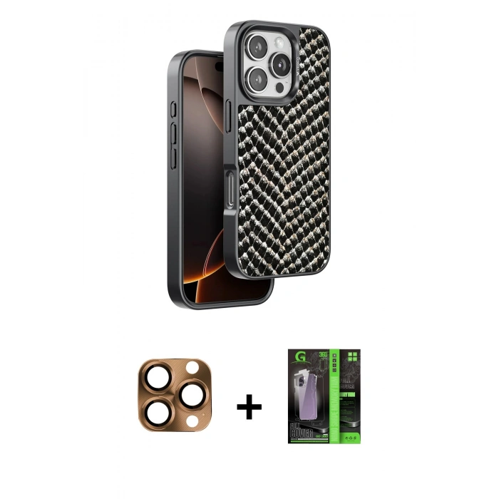 MARSİLYAN™- iPhone 16 Pro Max Kılıf Vadi Özel Seri - Şeffaf 360 Full Body Arka Koruyucu + Pers Alüminyum Kamera Lens - CLTM