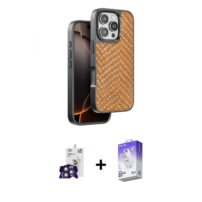 MARSİLYAN™- iPhone 16 Pro Max Kılıf Vadi Özel Seri - Siyah Bilvis 5in1 3D Magic Cam Ekran Koruyucu + Bilvis Titan Kamera Lens - TMGI