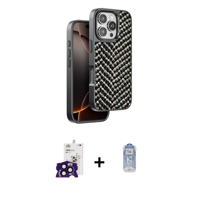MARSİLYAN™- iPhone 16 Pro Max Kılıf Vadi Özel Seri - Siyah Joko Magic 5D Cam + Bilvis Titan Kamera Lens - SH
