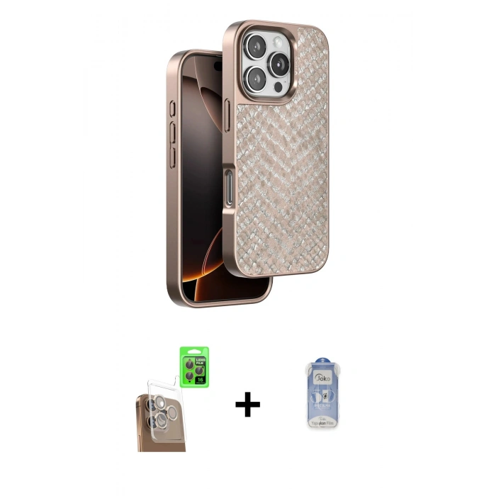 MARSİLYAN™- iPhone 16 Pro Max Kılıf Vadi Özel Seri - Siyah Joko Magic 5D Cam + Raze Metal Kamera Lens - CLTM