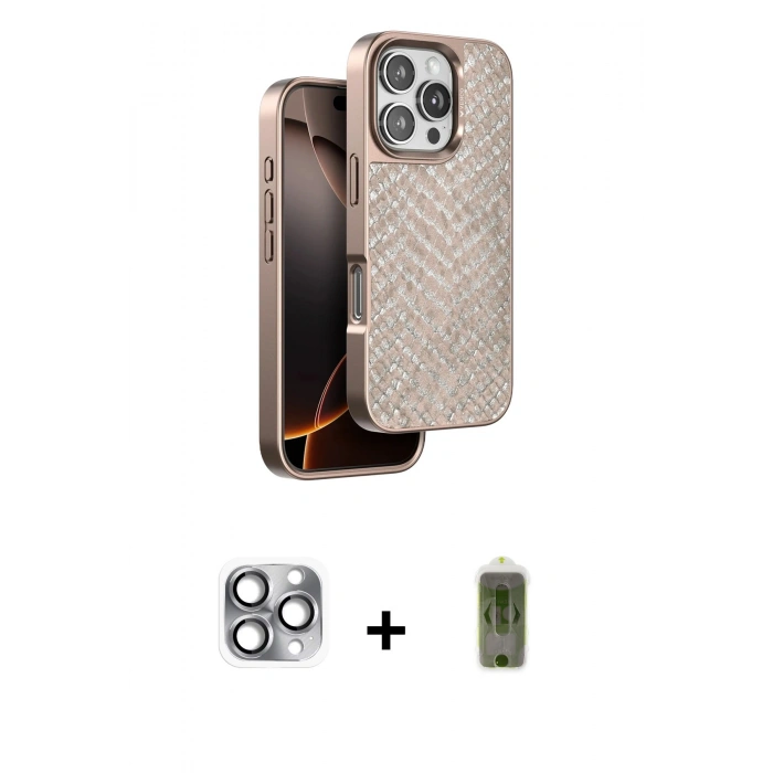 MARSİLYAN™- iPhone 16 Pro Max Kılıf Vadi Özel Seri - Siyah Joko Magic 5D Hayalet Cam + Pers Alüminyum Kamera Lens - GI