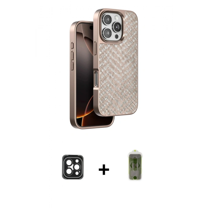 MARSİLYAN™- iPhone 16 Pro Max Kılıf Vadi Özel Seri - Siyah Joko Magic 5D Hayalet Cam + PVD Metal Kamera Lens - SH