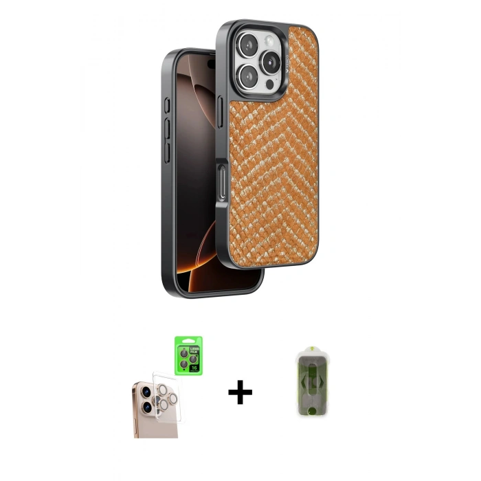 MARSİLYAN™- iPhone 16 Pro Max Kılıf Vadi Özel Seri - Siyah Joko Magic 5D Hayalet Cam + Raze Metal Kamera Lens - NLGY