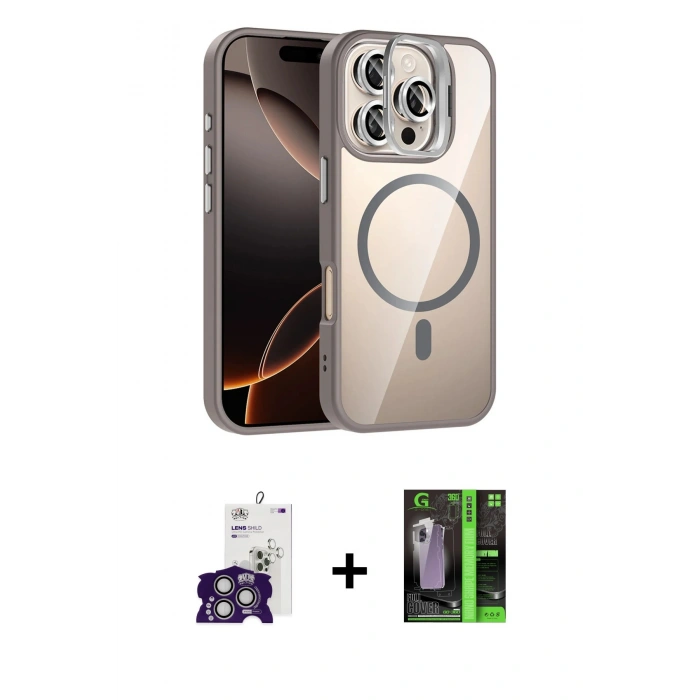 MARSİLYAN™- iPhone 16 Pro Max Kılıf Yadigar Asil Koleksiyonu - Şeffaf 360 Full Body Arka Koruyucu + Bilvis Titan Kamera Lens - GS