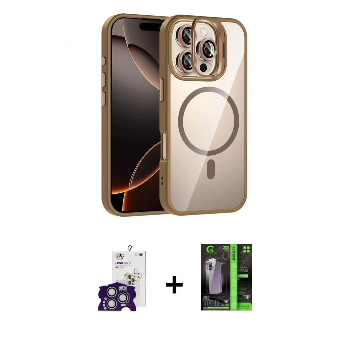 MARSİLYAN™- iPhone 16 Pro Max Kılıf Yadigar Asil Koleksiyonu - Şeffaf 360 Full Body Arka Koruyucu + Bilvis Titan Kamera Lens - GS