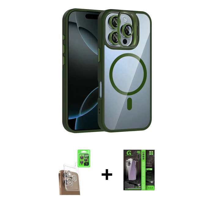 MARSİLYAN™- iPhone 16 Pro Max Kılıf Yadigar Asil Koleksiyonu - Şeffaf 360 Full Body Arka Koruyucu + Raze Metal Kamera Lens - CLTM
