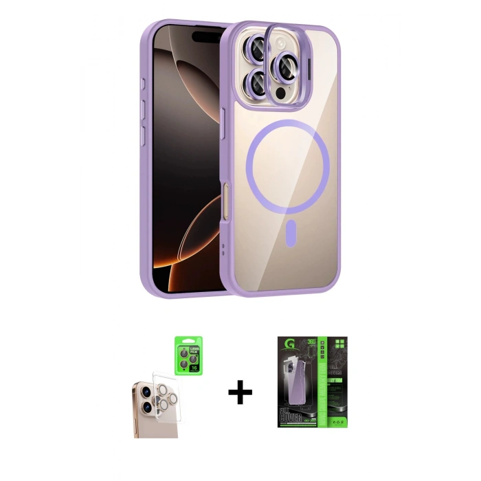 MARSİLYAN™- iPhone 16 Pro Max Kılıf Yadigar Asil Koleksiyonu - Şeffaf 360 Full Body Arka Koruyucu + Raze Metal Kamera Lens - NLGY