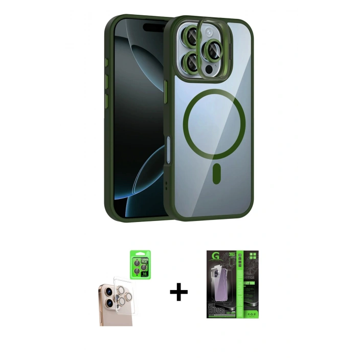 MARSİLYAN™- iPhone 16 Pro Max Kılıf Yadigar Asil Koleksiyonu - Şeffaf 360 Full Body Arka Koruyucu + Raze Metal Kamera Lens - NLGY