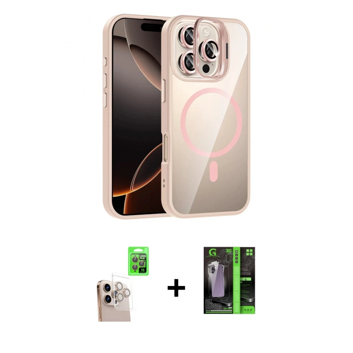 MARSİLYAN™- iPhone 16 Pro Max Kılıf Yadigar Asil Koleksiyonu - Şeffaf 360 Full Body Arka Koruyucu + Raze Metal Kamera Lens - NLGY
