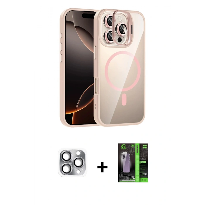 MARSİLYAN™- iPhone 16 Pro Max Kılıf Yadigar Asil Koleksiyonu - Şeffaf 360 Full Body Arka Koruyucu + Pers Alüminyum Kamera Lens - GI
