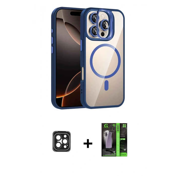 MARSİLYAN™- iPhone 16 Pro Max Kılıf Yadigar Asil Koleksiyonu - Şeffaf 360 Full Body Arka Koruyucu + PVD Metal Kamera Lens - SH