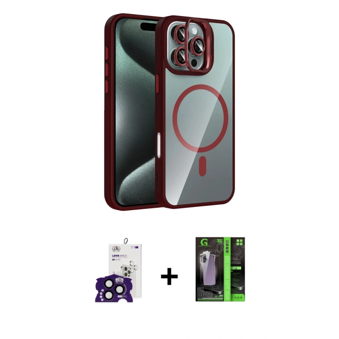 MARSİLYAN™- iPhone 16 Pro Max Kılıf Yadigar Asil Koleksiyonu - Şeffaf 360 Full Body Arka Koruyucu + Bilvis Titan Kamera Lens - SH
