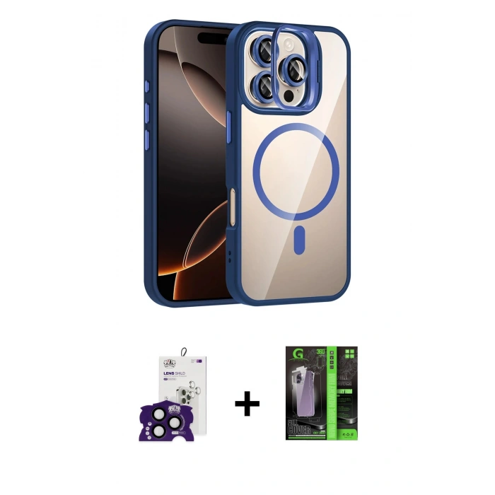 MARSİLYAN™- iPhone 16 Pro Max Kılıf Yadigar Asil Koleksiyonu - Şeffaf 360 Full Body Arka Koruyucu + Bilvis Titan Kamera Lens - SH