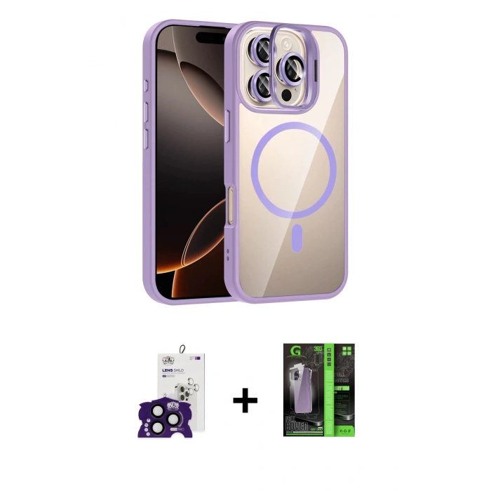 MARSİLYAN™- iPhone 16 Pro Max Kılıf Yadigar Asil Koleksiyonu - Şeffaf 360 Full Body Arka Koruyucu + Bilvis Titan Kamera Lens - SH