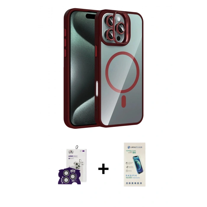 MARSİLYAN™- iPhone 16 Pro Max Kılıf Yadigar Asil Koleksiyonu - Şeffaf Pasifik Cam Ekran Koruyucu + Bilvis Titan Kamera Lens - GS
