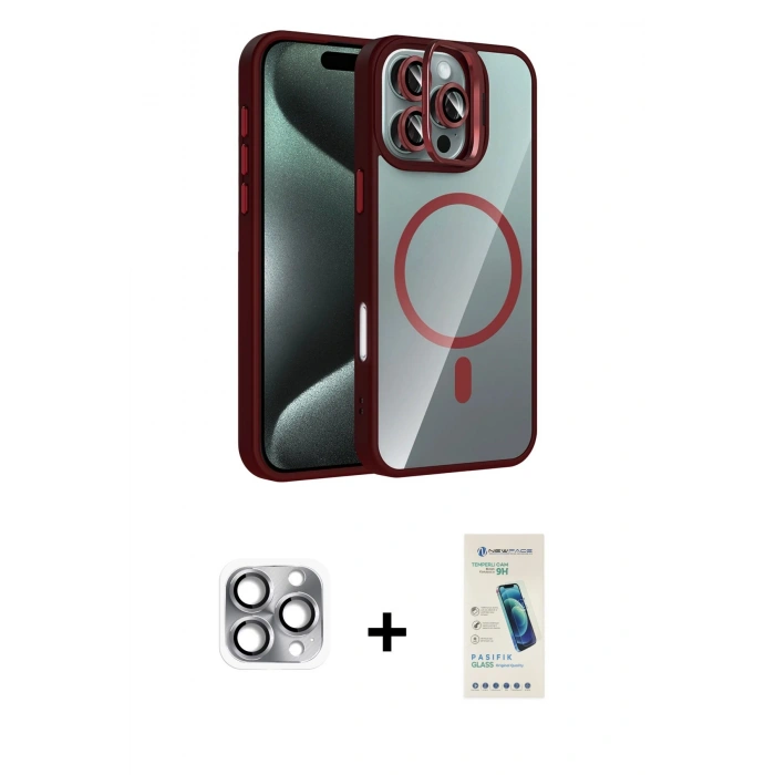 MARSİLYAN™- iPhone 16 Pro Max Kılıf Yadigar Asil Koleksiyonu - Şeffaf Pasifik Cam Ekran Koruyucu + Pers Alüminyum Kamera Lens - GI