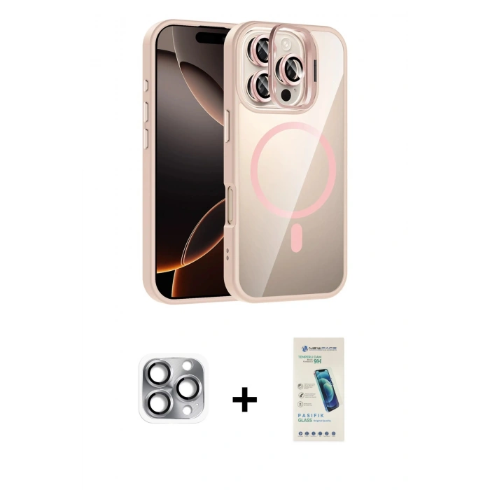 MARSİLYAN™- iPhone 16 Pro Max Kılıf Yadigar Asil Koleksiyonu - Şeffaf Pasifik Cam Ekran Koruyucu + Pers Alüminyum Kamera Lens - GI