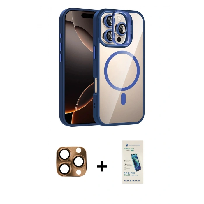 MARSİLYAN™- iPhone 16 Pro Max Kılıf Yadigar Asil Koleksiyonu - Şeffaf Pasifik Cam Ekran Koruyucu + Pers Alüminyum Kamera Lens - CLTM