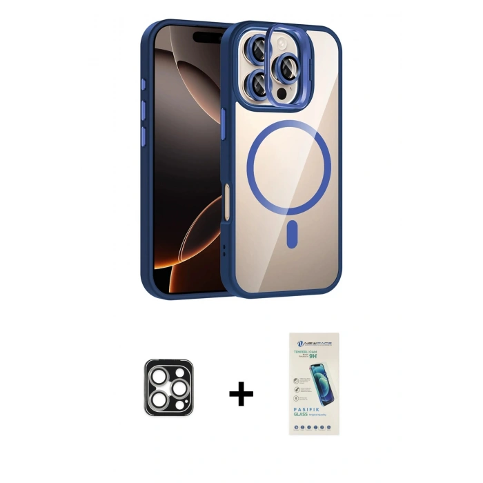 MARSİLYAN™- iPhone 16 Pro Max Kılıf Yadigar Asil Koleksiyonu - Şeffaf Pasifik Cam Ekran Koruyucu + PVD Metal Kamera Lens - GS