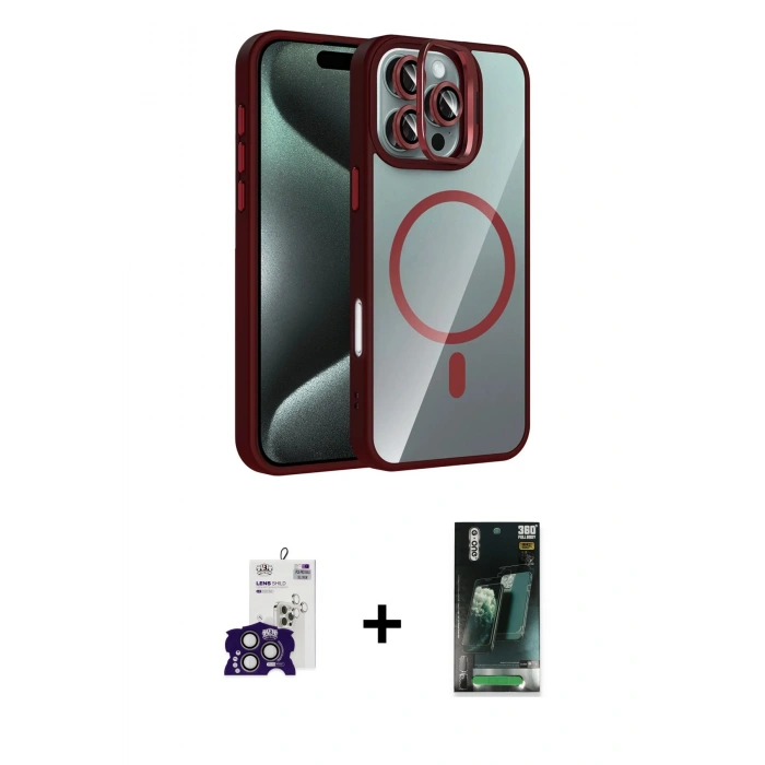 MARSİLYAN™- iPhone 16 Pro Max Kılıf Yadigar Asil Koleksiyonu - Siyah 360 Mat Full Body Arka Koruyucu + Bilvis Titan Kamera Lens - TMGI