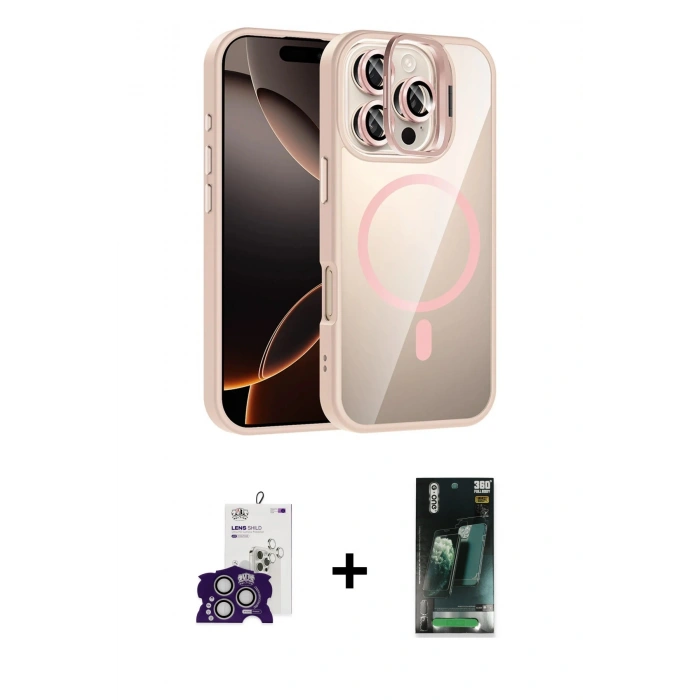 MARSİLYAN™- iPhone 16 Pro Max Kılıf Yadigar Asil Koleksiyonu - Siyah 360 Mat Full Body Arka Koruyucu + Bilvis Titan Kamera Lens - GS
