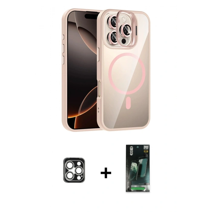 MARSİLYAN™- iPhone 16 Pro Max Kılıf Yadigar Asil Koleksiyonu - Siyah 360 Mat Full Body Arka Koruyucu + Gümüş PVD Metal Kamera Lens