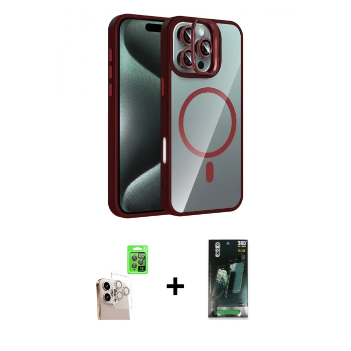MARSİLYAN™- iPhone 16 Pro Max Kılıf Yadigar Asil Koleksiyonu - Siyah 360 Mat Full Body Arka Koruyucu + Raze Metal Kamera Lens - NLGY
