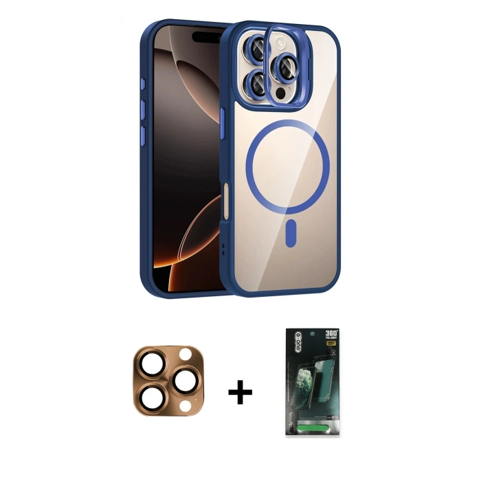 MARSİLYAN™- iPhone 16 Pro Max Kılıf Yadigar Asil Koleksiyonu - Siyah 360 Mat Full Body Arka Koruyucu + Pers Alüminyum Kamera Lens - CLTM