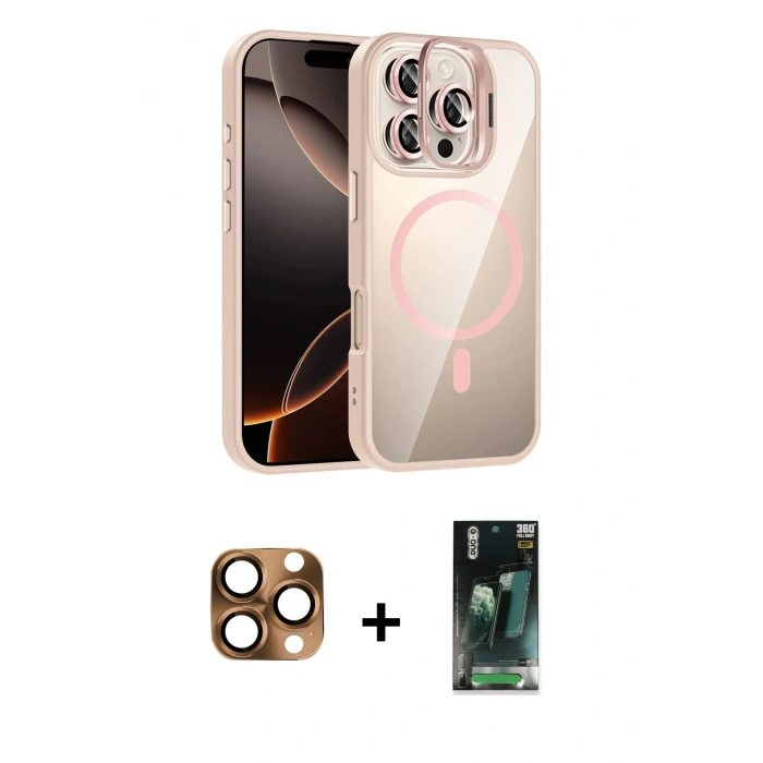 MARSİLYAN™- iPhone 16 Pro Max Kılıf Yadigar Asil Koleksiyonu - Siyah 360 Mat Full Body Arka Koruyucu + Pers Alüminyum Kamera Lens - CLTM