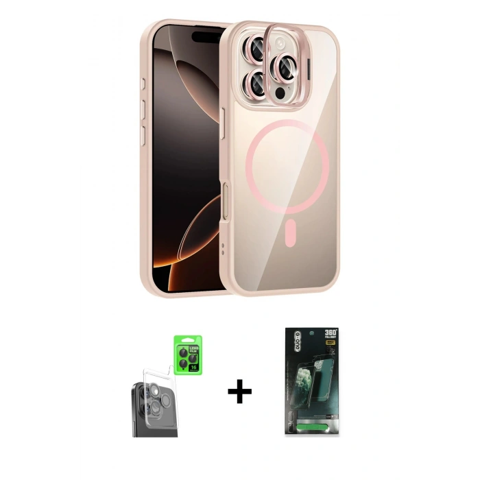 MARSİLYAN™- iPhone 16 Pro Max Kılıf Yadigar Asil Koleksiyonu - Siyah 360 Mat Full Body Arka Koruyucu + Siyah Raze Metal Kamera Lens