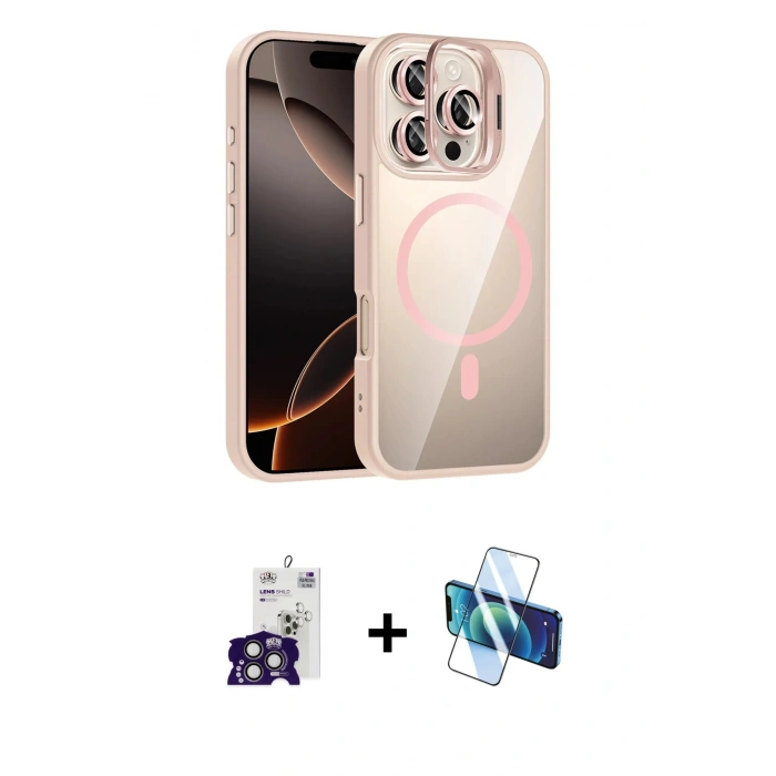 MARSİLYAN™- iPhone 16 Pro Max Kılıf Yadigar Asil Koleksiyonu - Siyah 3D Antistatik Cam Ekran Koruyucu + Bilvis Titan Kamera Lens - TMGI