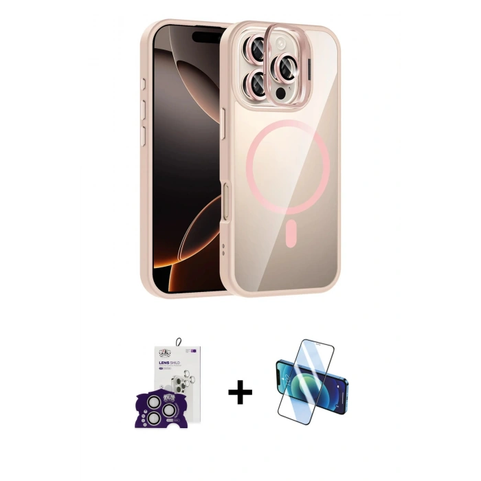 MARSİLYAN™- iPhone 16 Pro Max Kılıf Yadigar Asil Koleksiyonu - Siyah 3D Antistatik Cam Ekran Koruyucu + Bilvis Titan Kamera Lens - GS