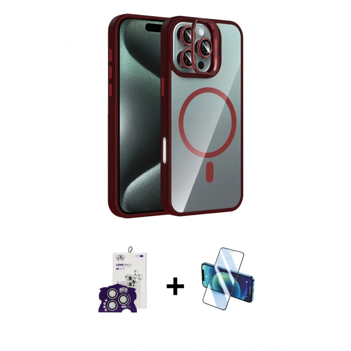 MARSİLYAN™- iPhone 16 Pro Max Kılıf Yadigar Asil Koleksiyonu - Siyah 3D Antistatik Cam Ekran Koruyucu + Bilvis Titan Kamera Lens - GS