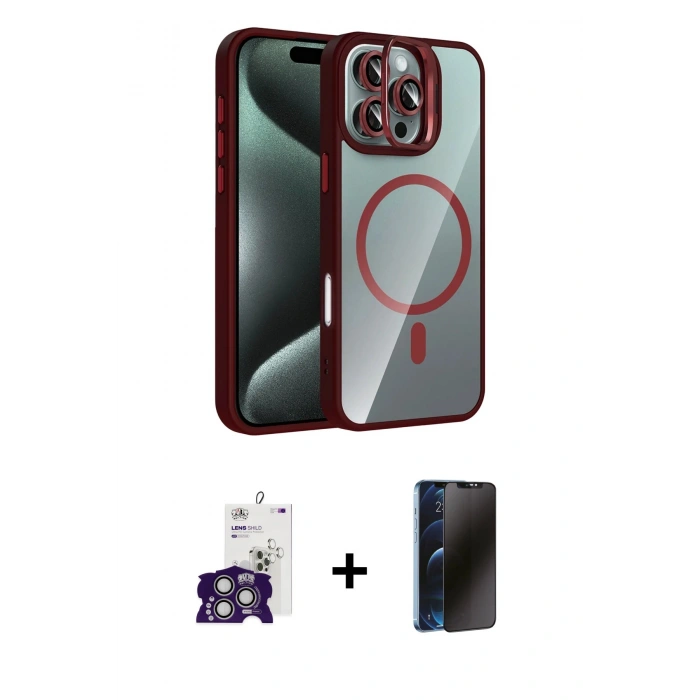 MARSİLYAN™- iPhone 16 Pro Max Kılıf Yadigar Asil Koleksiyonu - Siyah 3D Antistatik Hayalet Cam Ekran Koruyucu + Bilvis Titan Kamera Lens - GS