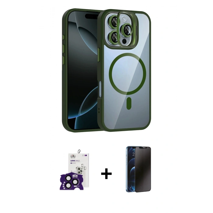 MARSİLYAN™- iPhone 16 Pro Max Kılıf Yadigar Asil Koleksiyonu - Siyah 3D Antistatik Hayalet Cam Ekran Koruyucu + Bilvis Titan Kamera Lens - SH