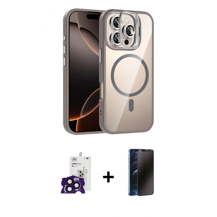 MARSİLYAN™- iPhone 16 Pro Max Kılıf Yadigar Asil Koleksiyonu - Siyah 3D Antistatik Hayalet Cam Ekran Koruyucu + Bilvis Titan Kamera Lens - SH