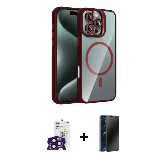 MARSİLYAN™- iPhone 16 Pro Max Kılıf Yadigar Asil Koleksiyonu - Siyah 3D Antistatik Hayalet Cam Ekran Koruyucu + Bilvis Titan Kamera Lens - SH