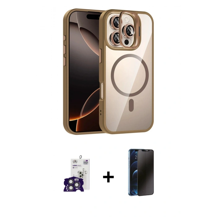 MARSİLYAN™- iPhone 16 Pro Max Kılıf Yadigar Asil Koleksiyonu - Siyah 3D Antistatik Hayalet Cam Ekran Koruyucu + Bilvis Titan Kamera Lens - TMGI