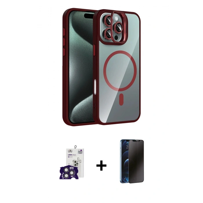 MARSİLYAN™- iPhone 16 Pro Max Kılıf Yadigar Asil Koleksiyonu - Siyah 3D Antistatik Hayalet Cam Ekran Koruyucu + Bilvis Titan Kamera Lens - TMGI